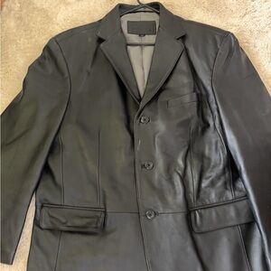 Stafford Black Leather Blazer